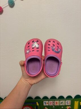 Kids Pink Slip-On Clogs with Fun Charms